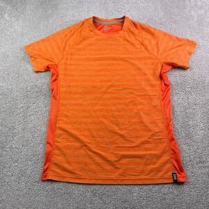 Saxx Shirt Mens Medium Orange Stripes Hot Shot Drop‎ Temp Tech Performance Tee